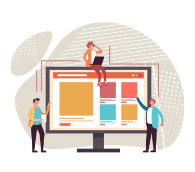 Web sitesi tasarımı geliştirme konsepti. Vektör düz grafik tasarım karikatür illüstrasyon