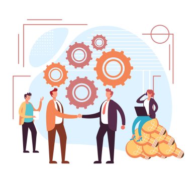 Ortaklık fikri kavramı. Vektör düz grafik tasarım karikatür illüstrasyon