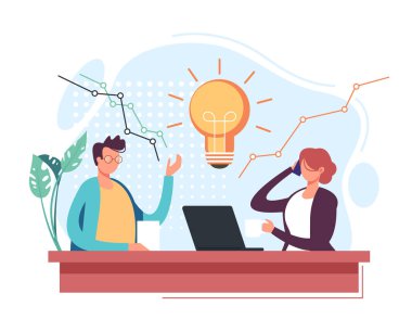 Analytics web banner konsepti. Vektör düz grafik tasarım karikatür illüstrasyon