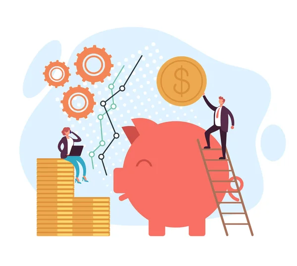 Savings Bunking Business Account Concept Vector Flat Graphic Design Cartoon — Stock Vector
