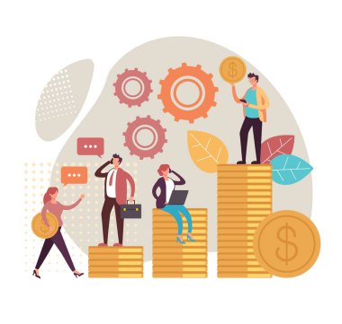 Başarılı iş konseptinizi büyütün. Vektör düz grafik tasarım illüstrasyon