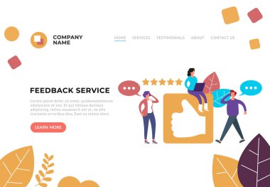 Sosyal medya geribildirim kavramı. Vektör düz grafik tasarım illüstrasyon