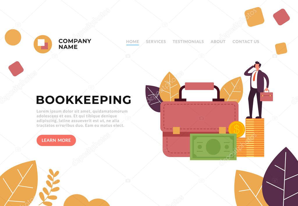 Bookkeeping trading concept. Vector flat graphic design illustration