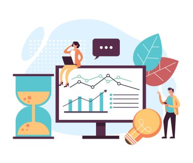 Seo iş analizi kavramı. Vektör grafik tasarım düz karikatür illüstrasyon