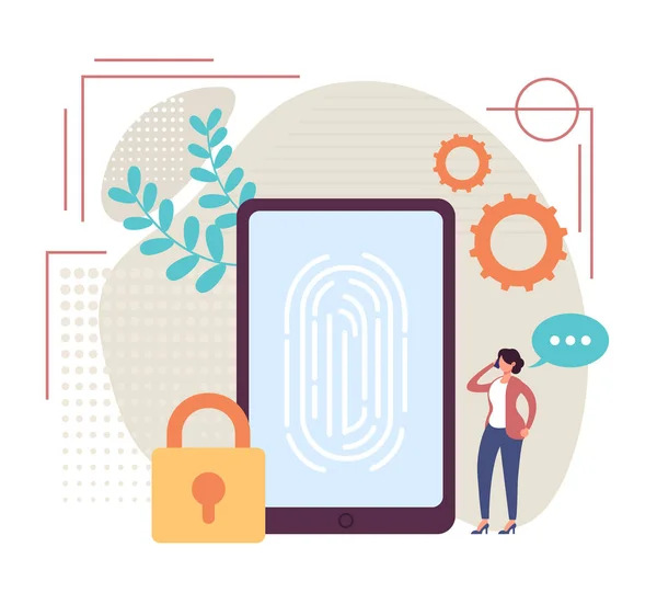 Touch id recognition finger print scanning concept. Vector graphic design flat cartoon illustration