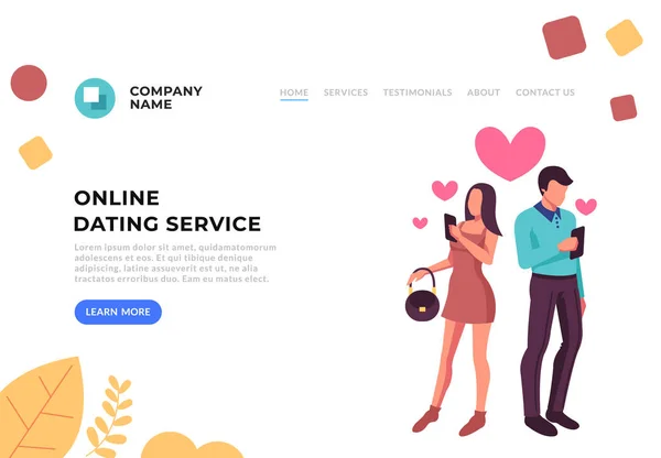 Online Dating Banner Koncepcji Vector Graficzny Ilustracja Kreskówka Płaski — Wektor stockowy