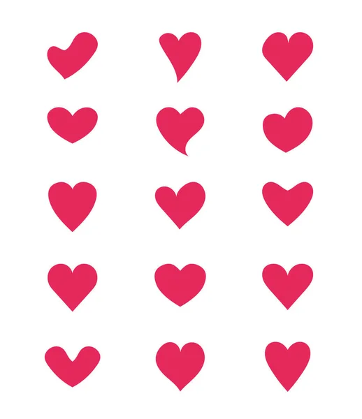 Набор Различных Форм Руки Нарисованы Изолированные Красные Сердца Элементов Дизайна — стоковый вектор