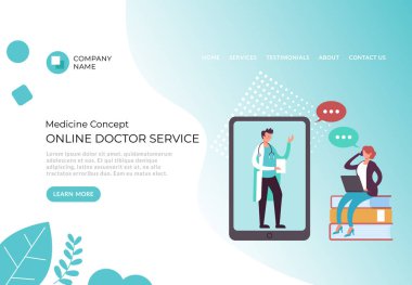 Çevrimiçi doktor danışma pankartı afişi. Vektör düz çizgi film grafik tasarım çizimi
