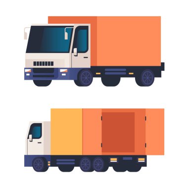 Kargo kamyonu beyaz arka planda izole edildi. Vektör düz grafik tasarım çizgi film illüstrasyonu