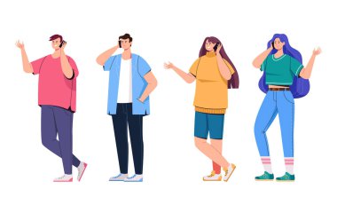 Kadın karakterler, izole edilmiş bir seti arıyor. Vektör düz grafik tasarım çizgi film illüstrasyonu