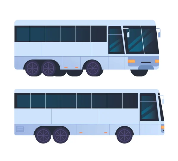 Transport Autobusowy Odizolowany Zestaw Wektor Płaski Projekt Graficzny Ilustracja Kreskówka — Wektor stockowy