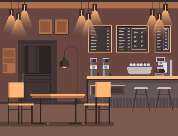 Bar Cafe Concetto Arredamento Interno Illustrazione Grafica Piatta Vettoriale — Vettoriale Stock