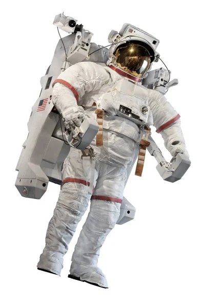 Διαστημική Στολή Του Αστροναύτη Που Απομονώνονται Λευκό Φόντο Στοιχεία Αυτής — Φωτογραφία Αρχείου