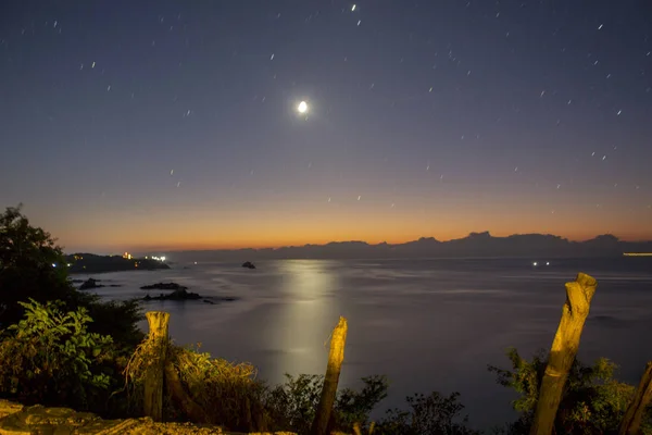 Панорамный Вид Тропы Punta Comet Huatulco Oaxaca Мексика Ночи Звезды — стоковое фото