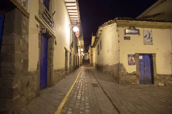 Stycznia 2019 Ulice Miasta Cusco Peru Noc — Zdjęcie stockowe