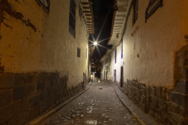 Cusco Peru gece şehir sokaklarında 20 Ocak 2019