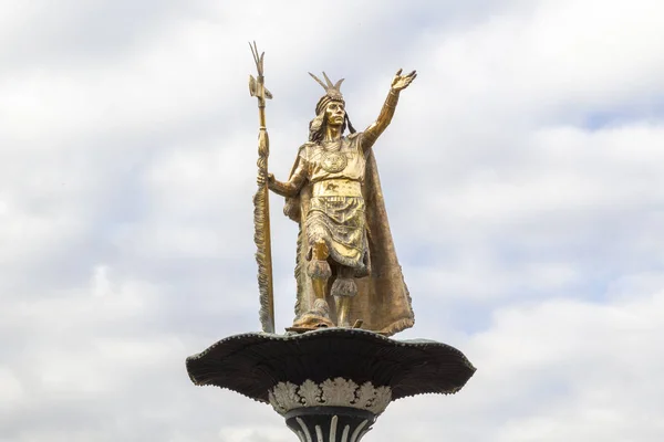 Pachacutec Fontannie Plaza Armas Cusco Peru — Zdjęcie stockowe