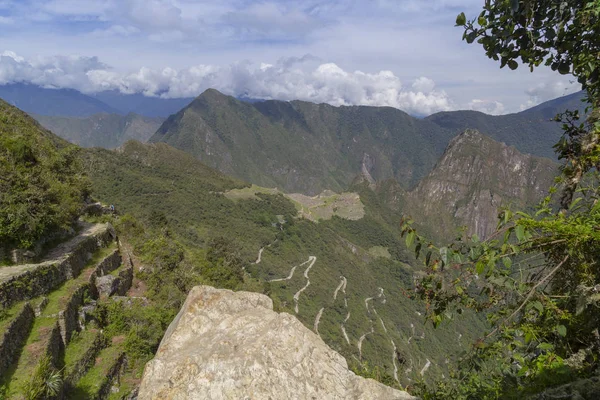 Machu Picchu Montagne Huayna Picchu Pérou Vue Porte Soleil — Photo