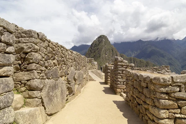 Korridorer Machu Picchu Och Huayna Picchu Berg Peru Sett Från — Stockfoto