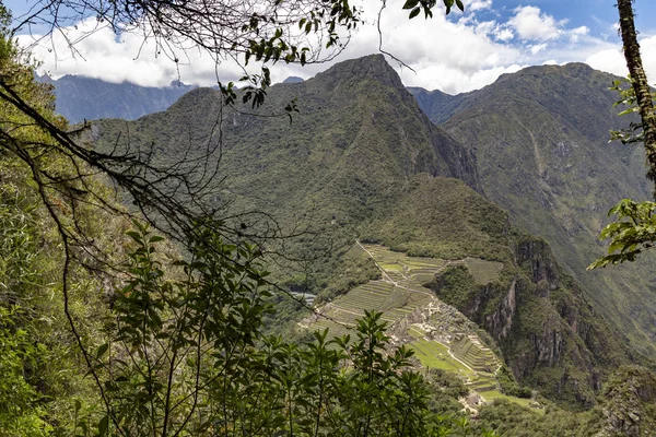 Мачу Пикчу Перу Руины Города Империи Инков Горы Хуайнапикчу Священная — стоковое фото