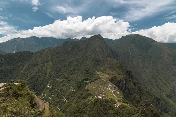 Vista Panorámica Machu Picchu Perú Ruinas Ciudad Del Imperio Inca — Foto de Stock