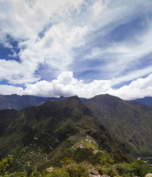 Vue Panoramique Machu Picchu Pérou Ruines Ville Empire Inca Montagne — Photo