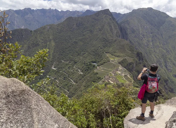 Machu Picchu Desember 2018 Turis Puncak Gunung Huayna Picchu Machu — Stok Foto