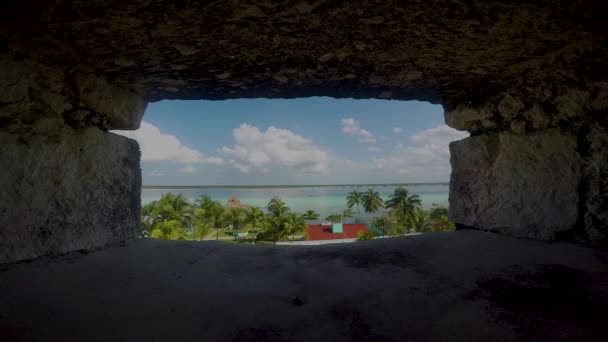 Gyönyörű Laguna Bacalar Kilátás Horizonton Lagúna Hét Szín Quintana Roo — Stock videók