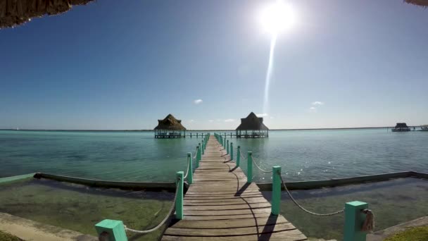 Hermosa Laguna Bacalar Vista Del Horizonte Laguna Los Siete Colores — Vídeo de stock