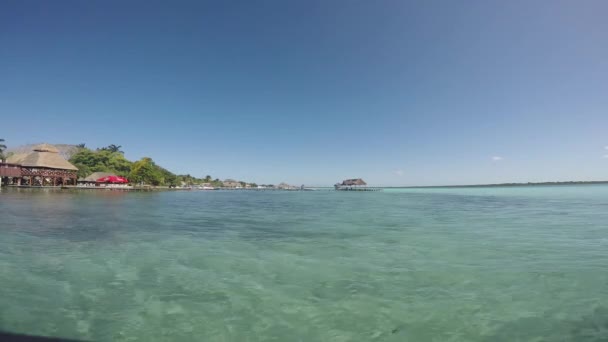 Vacker Laguna Bacalar Över Horisonten Lagun Sju Färgerna Quintana Roo — Stockvideo