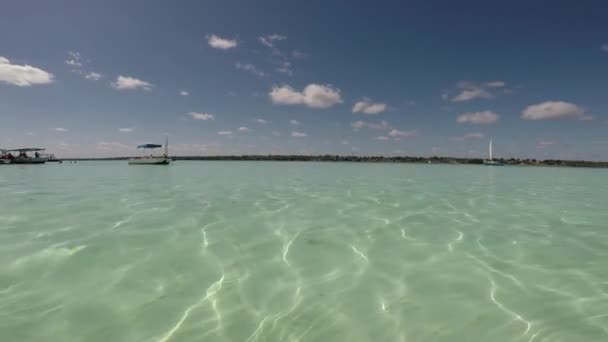 Pôr Sol Lagoa Das Sete Cores Bacalar Quintana Roo Mxico — Vídeo de Stock