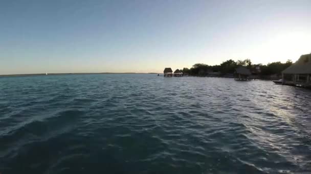 Atardecer Laguna Los Siete Colores Bacalar Quintana Roo Mxico — Vídeo de stock