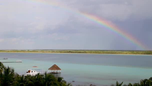 Atardecer Laguna Los Siete Colores Bacalar Quintana Roo Mxico — Vídeo de stock