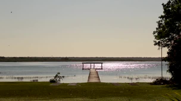 Pôr Sol Lagoa Das Sete Cores Bacalar Quintana Roo Mxico — Vídeo de Stock