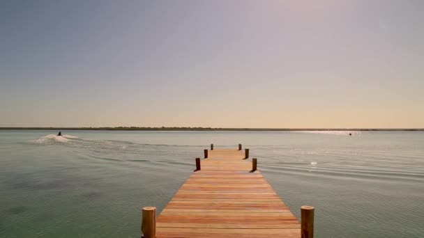 Západ Slunce Laguně Sedmi Barev Bacalar Quintana Roo Mxico — Stock video