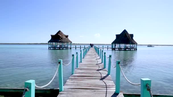 Solnedgång Lagunen Sju Färger Bacalar Quintana Roo Mxico — Stockvideo