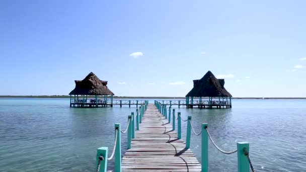 Atardecer Laguna Los Siete Colores Bacalar Quintana Roo Mxico — Vídeo de stock