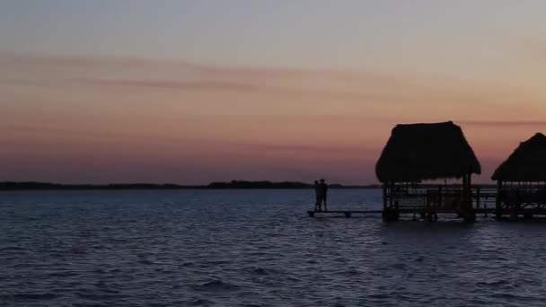 Atardecer Laguna Los Siete Colores Bacalar Quintana Roo Mxico — Vídeo de stock