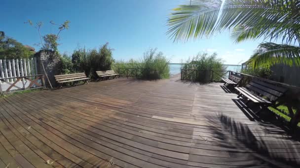 Schöne Laguna Bacalar Blick Auf Den Horizont Lagune Der Sieben — Stockvideo