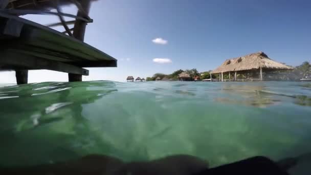Schöne Laguna Bacalar Blick Auf Den Horizont Lagune Der Sieben — Stockvideo