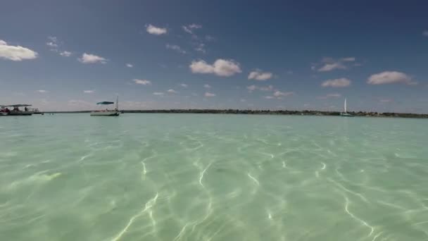 Piękna Laguna Bacalar Widok Horyzont Laguna Siedmiu Kolorów Quintana Roo — Wideo stockowe