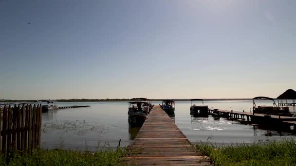 在七色的泻湖中沉思 在墨西哥金塔纳罗奥州Bacalar — 图库视频影像