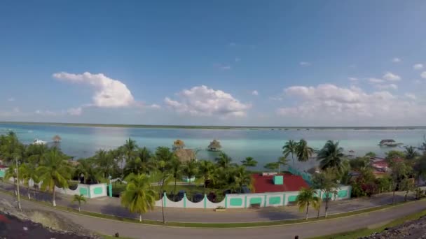 Łódź Bacalar Laguna Siedmiu Kolorów Quintana Roo Meksyk — Wideo stockowe