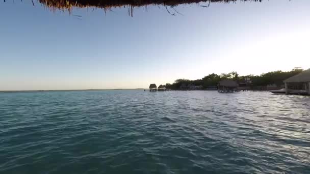 Sunset Wooden Harbour Summer Bacalar Quintana Roo Mexico — Vídeo de stock