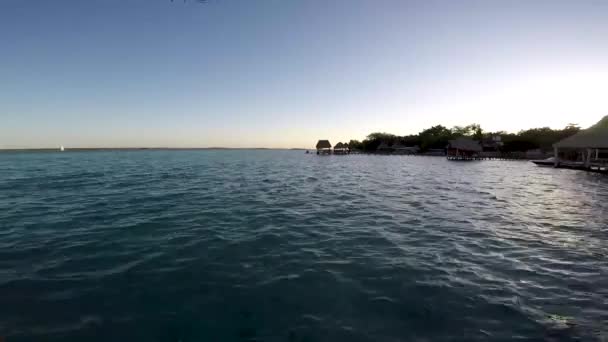 Tramonto Nel Porto Legno Estate Bacalar Quintana Roo Messico — Video Stock
