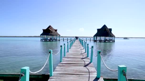 Laguna Bacalar Lagoon Pier Quintana Roo México — Vídeo de Stock