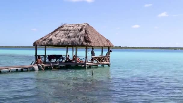 Laguna Bacalar Lagoon Pier Quintana Roo México — Vídeo de Stock