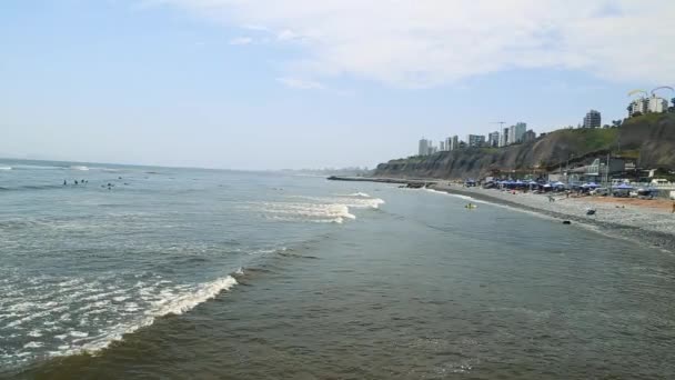 Plajlar Miraflores Lima Panoramik Görünümü Peru — Stok video