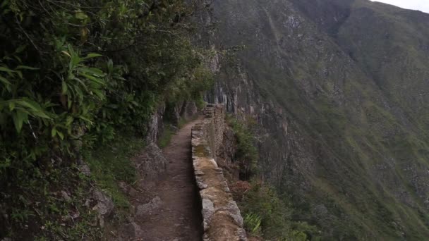 秘鲁马丘比丘全景 印加帝国城市和圣谷华纳比丘山遗址 — 图库视频影像