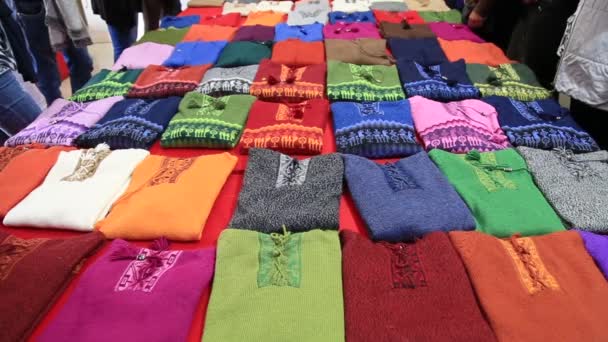 秘鲁手工纺织品图细节 — 图库视频影像